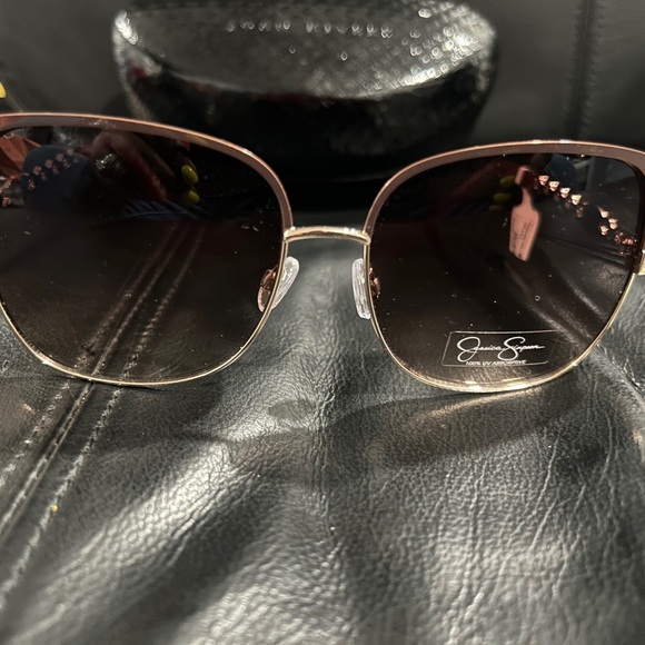 Jessica Simpson Elegant Brown Sunglasses Joan Rivers Hard Case - Picture 1 of 10